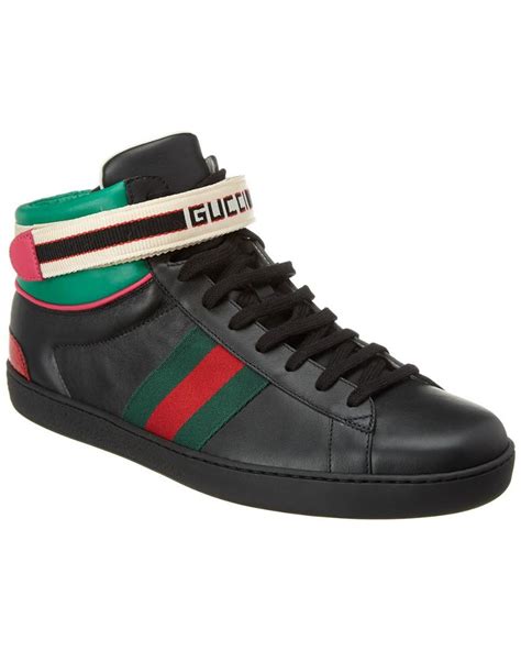 ace leather sneaker gucci on foot|gucci ace high top sneakers.